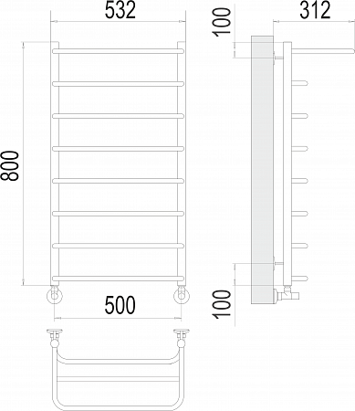 Полка П8 500х800  Полотенцесушитель  TERMINUS Уссурийск - фото 3