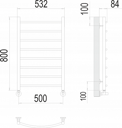 Классик П8 500х800 Полотенцесушитель  TERMINUS Уссурийск - фото 3