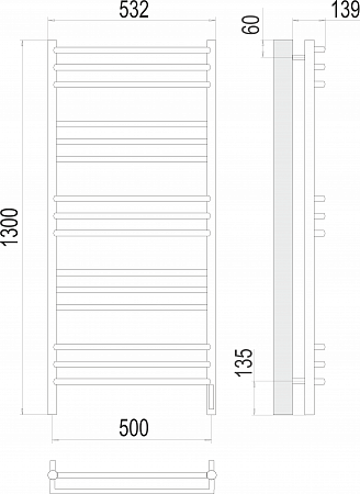 Прато П15 500х1300 электро (sensor quick touch) Полотенцесушитель  TERMINUS Уссурийск - фото 3