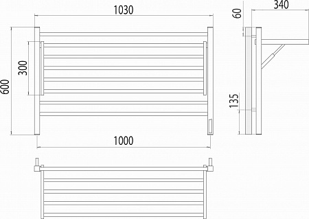 Горизонт П8 1000х600 электро КС ЧЕРНЫЙ МУАР (sensor quick touch) Полотенцесушитель TERMINUS Уссурийск - фото 5